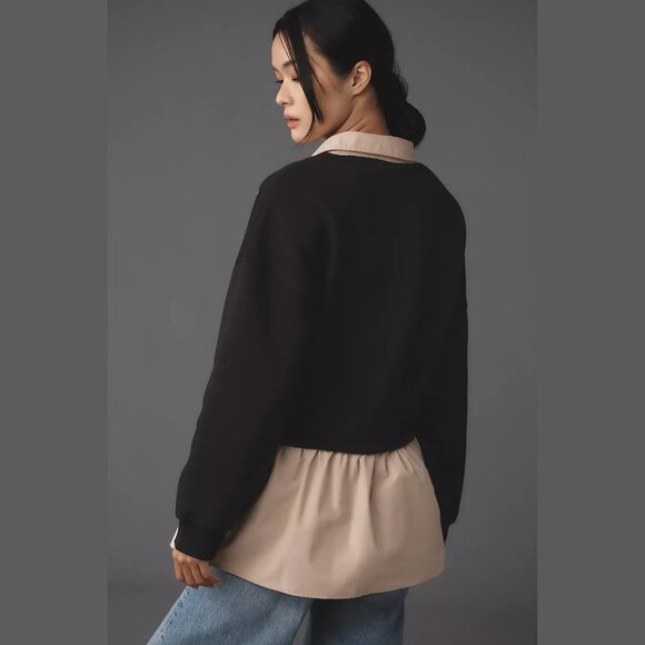 NEW Maeve Sizes L, XL Women's Embellished Twofer Pullover - Black - Picture 4 of 4